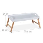 Tava servire din bambus si MDF, dimensiuni 24 x 55,5 x 30 cm, alb/maro, Relaxdays - imagine 4
