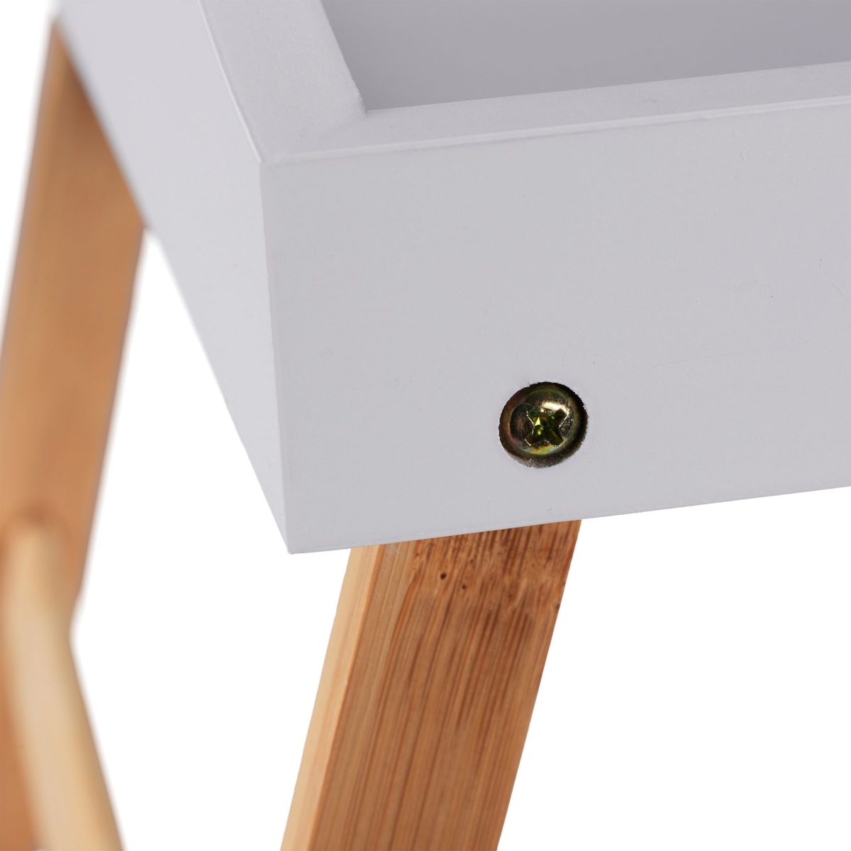 Tava servire din bambus si MDF, dimensiuni 24 x 55,5 x 30 cm, alb/maro, Relaxdays - imagine 7