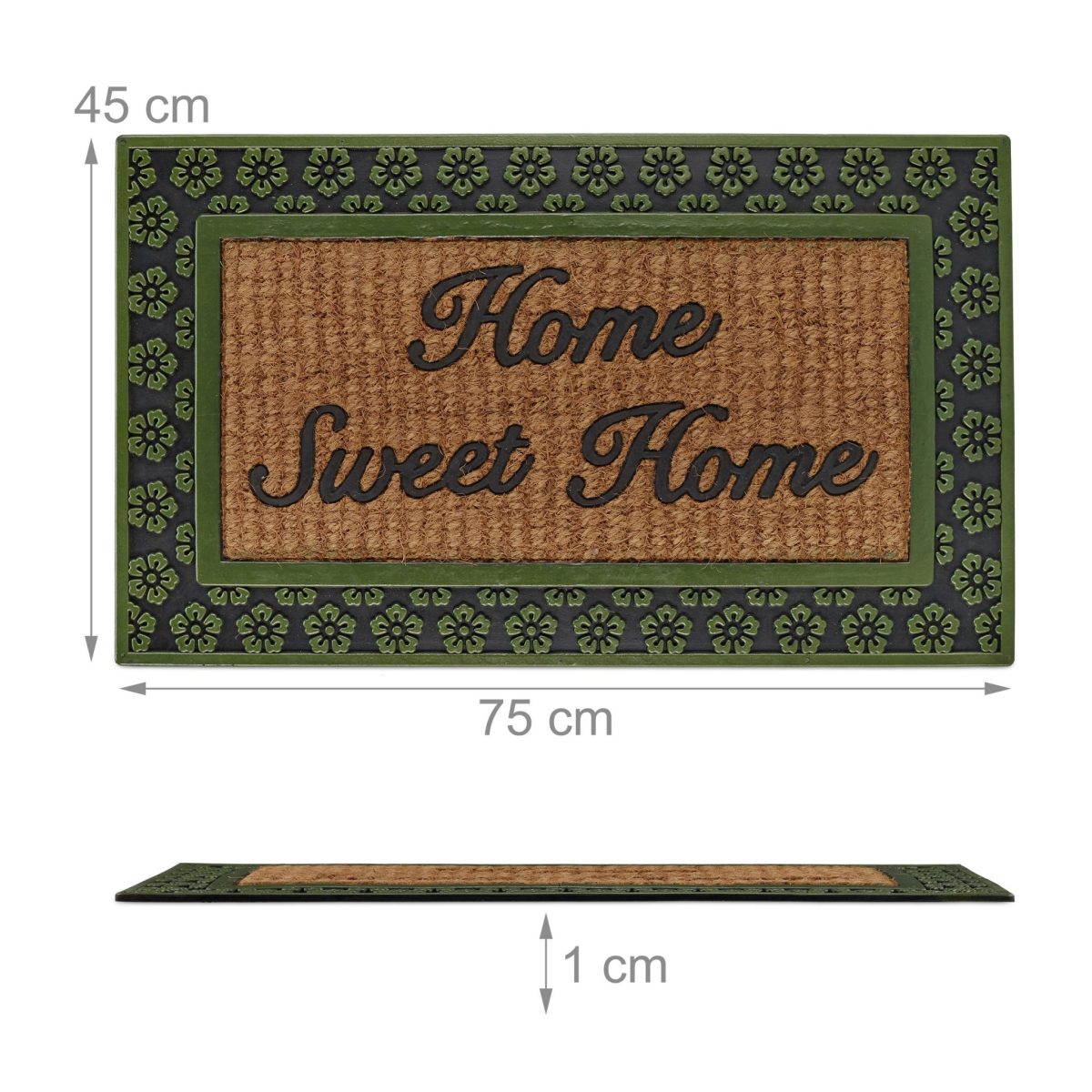 Covoras intrare, Relaxdays, model-219, cauciuc, verde, 75 x 45 x 1 cm - imagine 4