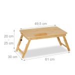 Masa pliabila pentru laptop, 4 unghiuri de inclinare, sertar lateral, bambus, 49 x 61 x 30 cm - imagine 5