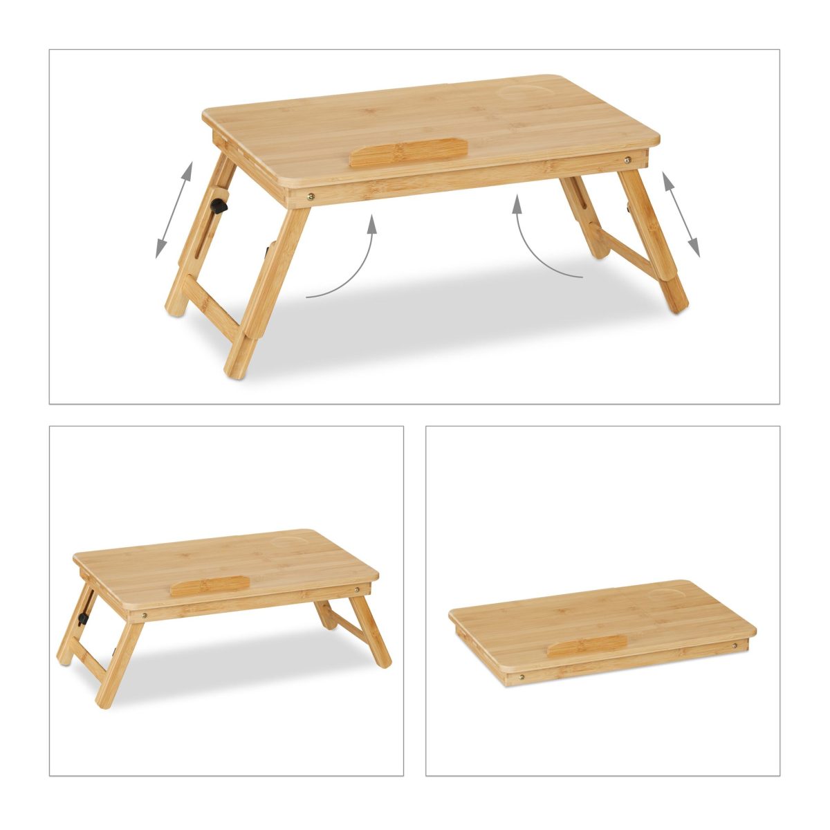 Masa pliabila pentru laptop, 4 unghiuri de inclinare, sertar lateral, bambus, 49 x 61 x 30 cm - imagine 6