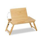 Masa pliabila pentru laptop, 4 unghiuri de inclinare, sertar lateral, bambus, 49 x 61 x 30 cm - imagine 7