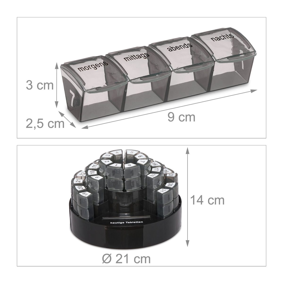 Organizator pastile pentru 31 de zile, 4 compartimente pe zi, plastic, 14 x 21 cm - imagine 4