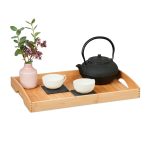 Tava servire din bambus, manere transport, 6 x 48 x 33 cm, maro