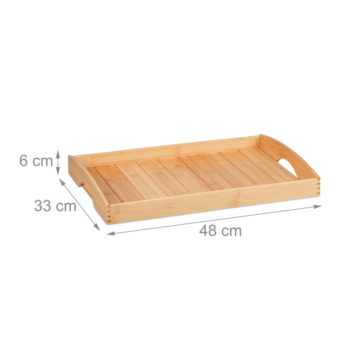 Tava servire din bambus, manere transport, 6 x 48 x 33 cm, maro - imagine 6