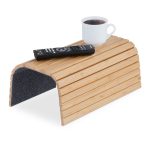 Suport de canapea multifunctional, montura pe cotiera canapelei, din bambus, 1 x 42 x 34 cm, maro