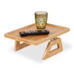 Tava pentru canapea, manere flexibile, bambus, 13 x 35 x 26,5 cm