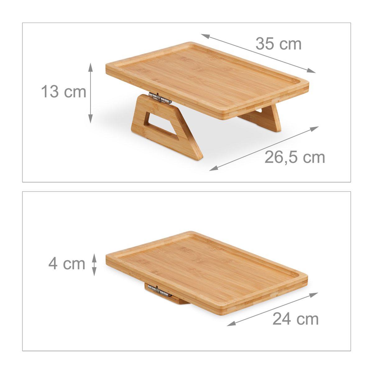 Tava pentru canapea, manere flexibile, bambus, 13 x 35 x 26,5 cm - imagine 4