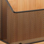 Organizator pentru birou, 3 compartimente, metal/bambus, 20 x 29 x 14 cm - imagine 6