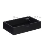 Suport organizator cu 9 compartimente, sertar, pentru birou/cosmetice, bambus, maro/negru, 10 x 25 x 15,5 cm - imagine 8