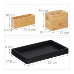 Suport organizator din 4 piese detasabile, universal, bambus/MDF, maro/negru, 11 x 28 x 17,5 cm - imagine 5