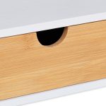 Suport organizator pentru birou, cu sertar, MDF/bambus, alb/maro, 11 x 32 x 22 cm - imagine 6