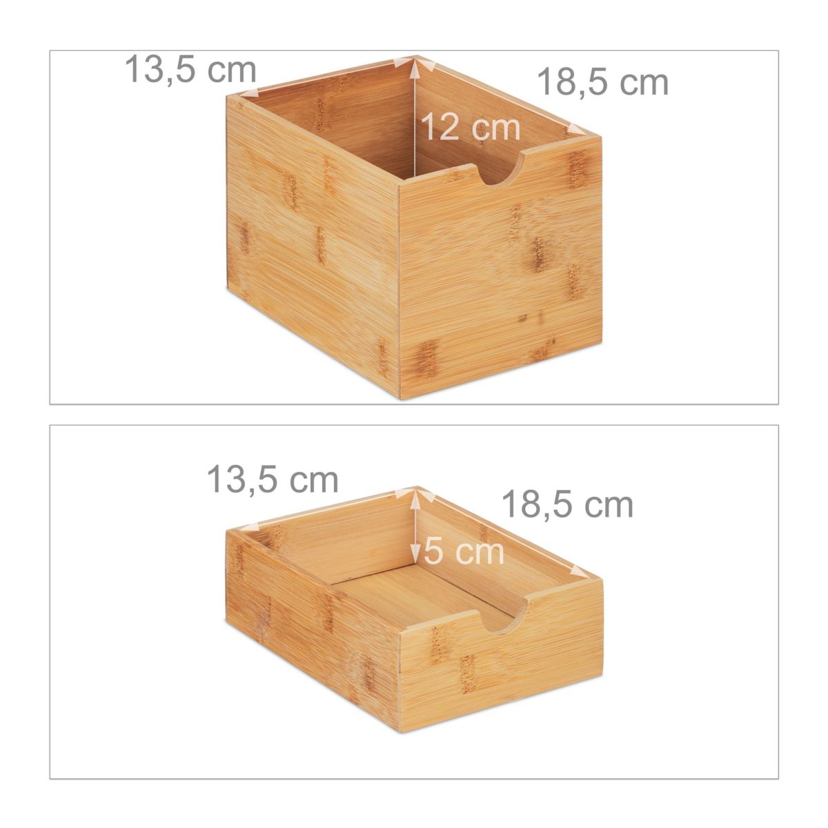 Organizator universal, 3 sertare de dimensiuni diferite, bambus/MDF, negru/maro, 28 x 17 x 21,5 cm - imagine 5