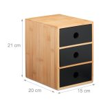 Organizator universal cu 3 sertare, bambus/MDF, maro/negru, 21 x 15 x 20 cm - imagine 3