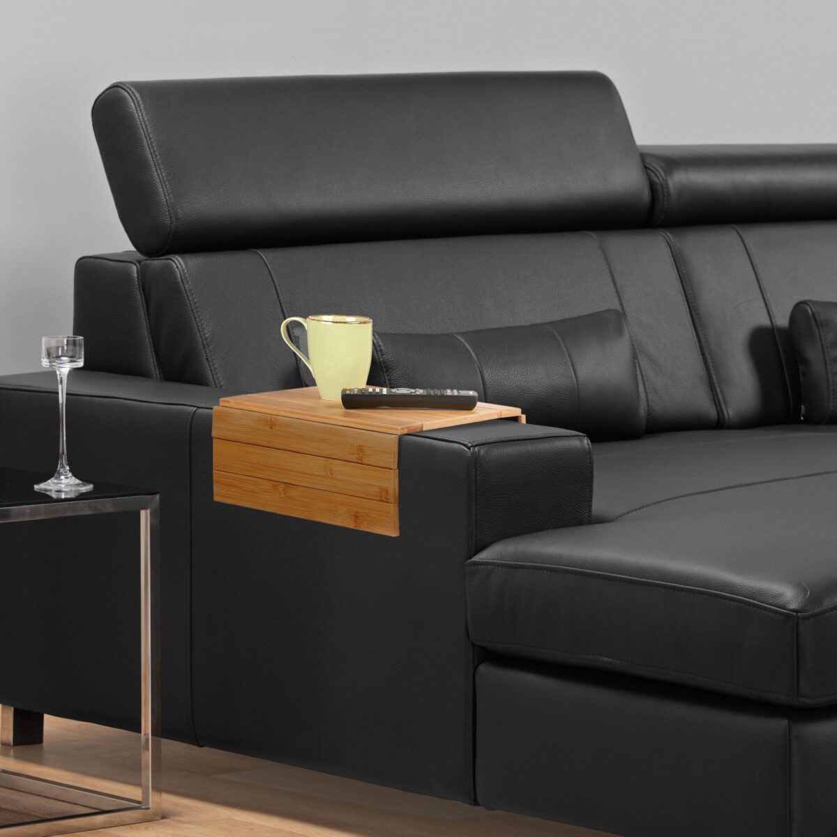 Suport pentru marginea canapelei, multifunctional, bambus, 1 x 48 x 33 cm - imagine 2