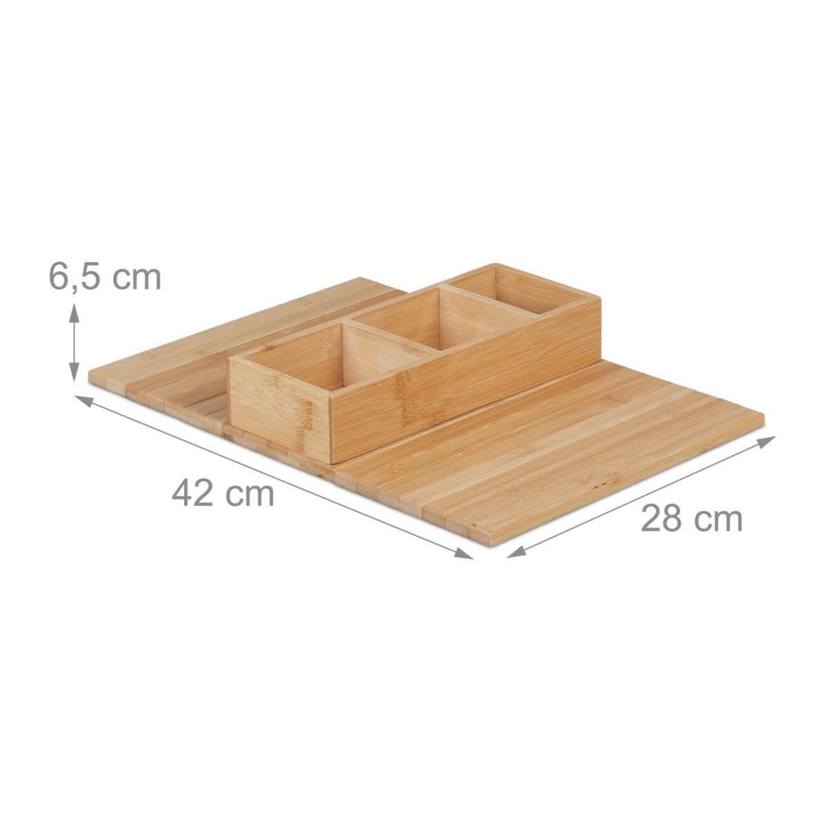Suport de canapea cu 3 compartimente, din bambus, flexibila dupa dimensiunea canapelei, 6,5 x 42 x 28 cm - imagine 7