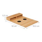 Suport de canapea cu 2 compartimente laterale, suport pentru pahare, bambus, 5,5 x 50 x 33,5 cm - imagine 3