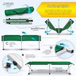 Pat pliabil pentru camping, 190x64x44cm, robust, stabil, husa de transport, verde - imagine 3