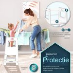 Turn de invatare inaltator multifunctional, anti-alunecare, reglabil pe inaltime, alb - imagine 3
