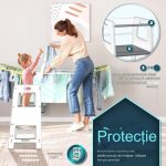 Turn de invatare inaltator multifunctional, anti-alunecare, reglabil pe inaltime, alb/gri - imagine 3