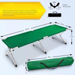 Pat pliabil pentru camping, 190x64x44cm, robust, stabil, husa de transport, verde - imagine 4