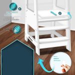 Turn de invatare inaltator multifunctional, anti-alunecare, reglabil pe inaltime, alb - imagine 4