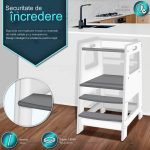 Turn de invatare inaltator multifunctional, anti-alunecare, reglabil pe inaltime, alb/gri - imagine 5