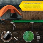 Pat pliabil pentru camping, 190x64x44cm, robust, stabil, husa de transport, verde - imagine 5