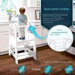 Turn de invatare inaltator multifunctional, anti-alunecare, reglabil pe inaltime, alb - imagine 5