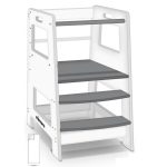 Turn de invatare inaltator multifunctional, anti-alunecare, reglabil pe inaltime, alb/gri