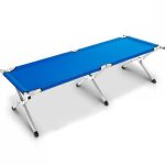 Pat pliabil pentru camping, 190x64x44cm, robust, stabil, husa de transport, albastru