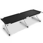Pat pliabil pentru camping, 190x64x44cm, robust, stabil, husa de transport, negru