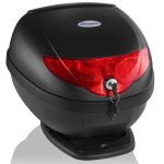 Cutie bagaje motociclete, topcase detasabil si blocabil, negru, reflectorizant rosu, 24L