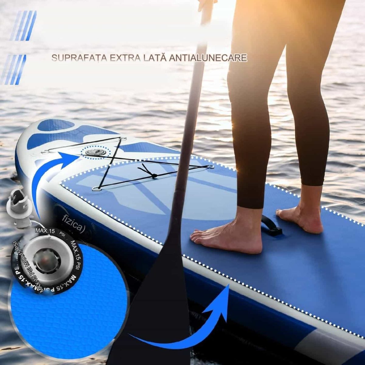 Placa de surf, Physionics, Sup gobflabila, 320x80x15cm, albastru - imagine 6
