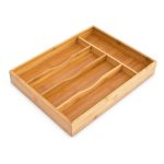 Suport organizare tacamuri, din bambus, Relaxdays, 5 compartimente, 4,5 x 25,5 x 34 cm