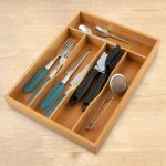 Suport organizare tacamuri, din bambus, Relaxdays, 5 compartimente, 4,5 x 25,5 x 34 cm - imagine 4