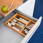 Suport organizare tacamuri pentru sertar bucatarie, 4 compartimente, Bambus - imagine 2