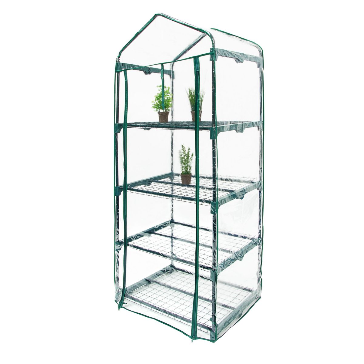 Sera cu 4 rafturi, dimensiuni 70 x 49,5 cm x 156cm, PVC, transparent, Relaxdays - imagine 3