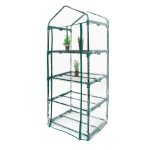 Sera cu 4 rafturi, dimensiuni 70 x 49,5 cm x 156cm, PVC, transparent, Relaxdays - imagine 3
