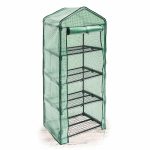 Sera cu 4 rafturi, dimensiuni 70 x 50 cm x 158cm, PE, transparent/verde, Relaxdays