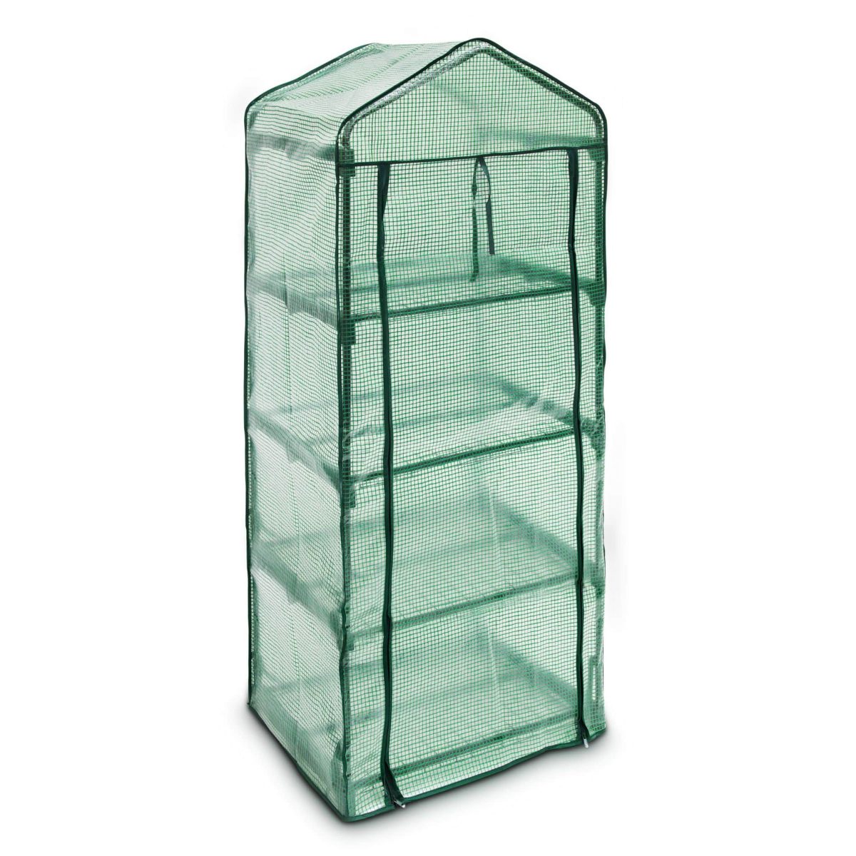 Sera cu 4 rafturi, dimensiuni 70 x 50 cm x 158cm, PE, transparent/verde, Relaxdays - imagine 2