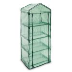 Sera cu 4 rafturi, dimensiuni 70 x 50 cm x 158cm, PE, transparent/verde, Relaxdays - imagine 2