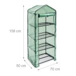 Sera cu 4 rafturi, dimensiuni 70 x 50 cm x 158cm, PE, transparent/verde, Relaxdays - imagine 4