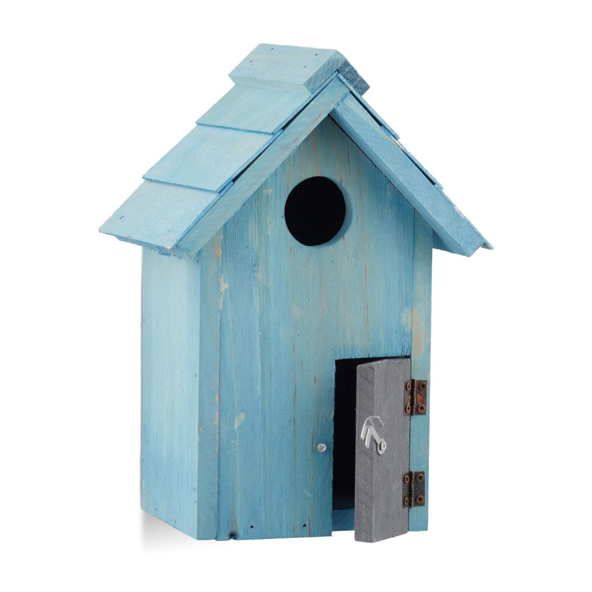 Casuta decorativa din lemn pentru pasari, 24,5 x 17 x 12 cm, albastru - imagine 3