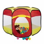 Spatiu de joaca pentru copii Relaxdays, Pop UP, 100 bile, Rosu/Galben, 100 x 85 x 70 cm