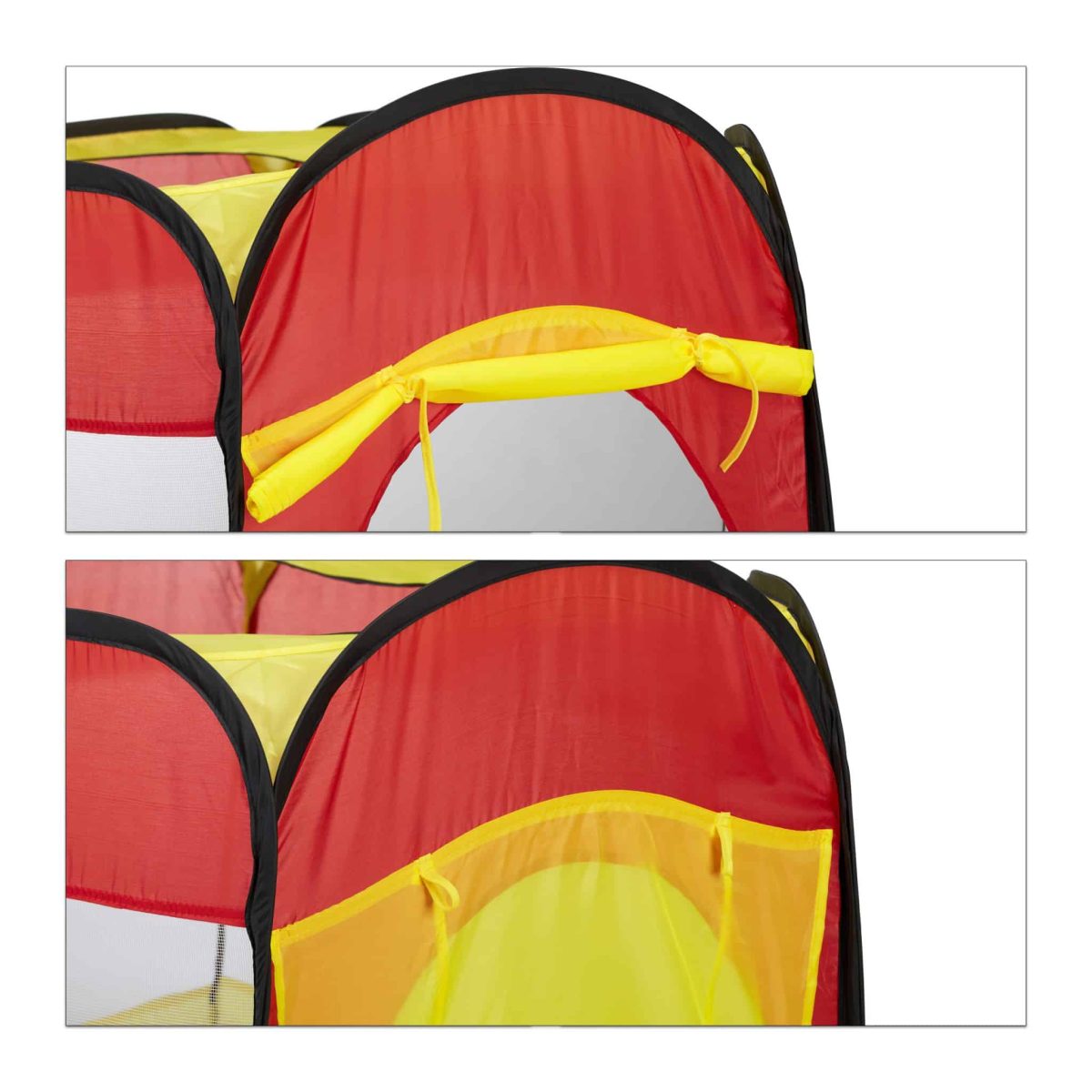 Spatiu de joaca pentru copii Relaxdays, Pop UP, 100 bile, Rosu/Galben, 100 x 85 x 70 cm - imagine 4