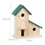 Casuta dubla pentru pasari, lemn de brad, verde/natur, 30,5 x 26 x 12 cm - imagine 4