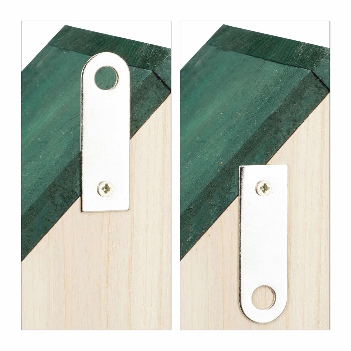 Casuta dubla pentru pasari, lemn de brad, verde/natur, 30,5 x 26 x 12 cm - imagine 6