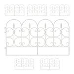 Gard decorativ din 6 piese, cu infigere in sol, plastic, 135 x 66 cm, alb
