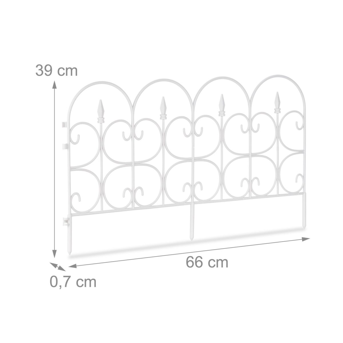 Gard decorativ din 6 piese, cu infigere in sol, plastic, 135 x 66 cm, alb - imagine 5